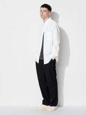 UNIQLO - базовая хлопковая оверсайз рубашка - 00 WHITE
