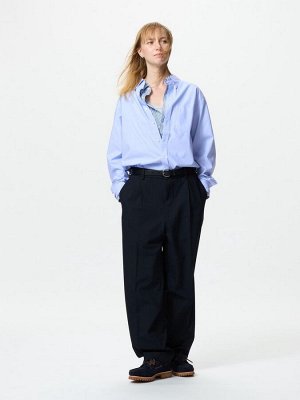 UNIQLO - базовая хлопковая оверсайз рубашка - 69 NAVY