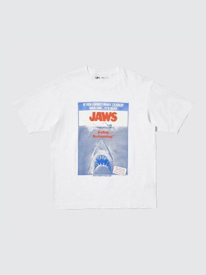 UNIQLO - хлопковая футболка c принтом фильма "Челюсти" - 00 WHITE