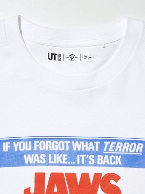 UNIQLO - хлопковая футболка c принтом фильма "Челюсти" - 00 WHITE
