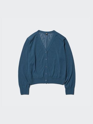 UNIQLO - легкий кардиган с V-образным вырезом - 68 BLUE