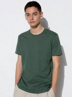 UNIQLO - однотонная футболка унисекс с круглым вырезом - 59 DARKGREEN