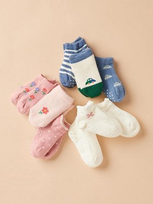 UNIQLO - короткие носочки с принтом и с противоскользящим покрытием для малышей (3 пары) - 43 YELLOW