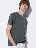 UNIQLO - мужская футболка из хлопка SUPIMA с круглым вырезом - 07 GRAY