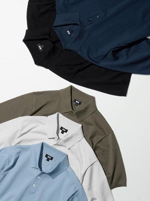 UNIQLO - базовая футболка-поло унисекс - 02 LIGHTGRAY