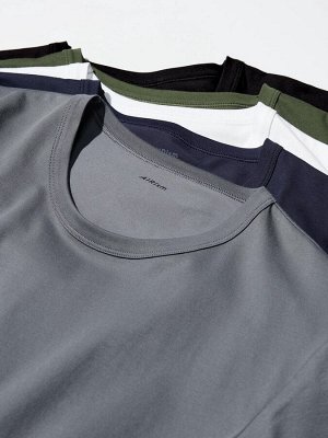 UNIQLO AIRism - базовая хлопковая футболка с круглым вырезом - 69 NAVY
