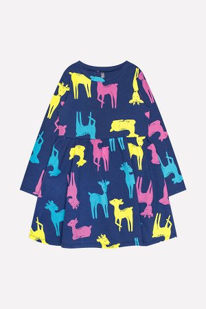 Платье для девочки Crockid К 5395 ультрамарин, оленята к1238