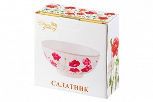 Салатник 15x15x7 см 700 мл "Маки" из новой фарфоровой керамики
