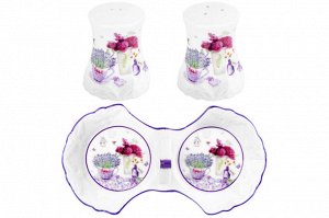 Набор для специй 2 пр. "Лаванда" на подставке, NEW BONE CHINA, 16,5x9x7,5 см