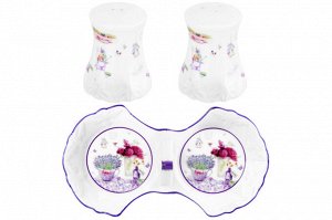 Набор для специй 2 пр. "Лаванда" на подставке, NEW BONE CHINA, 16,5x9x7,5 см