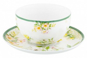 Чашка для капучино с блюдцем 350 мл "Лимоны" из фарфора NEW BONE CHINA