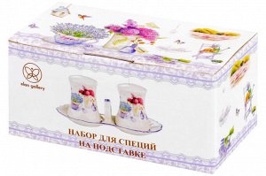 Набор для специй 2 пр. "Лаванда" на подставке, NEW BONE CHINA, 16,5x9x7,5 см