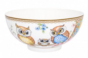 Салатник "Совушки" 15x15x7 см, 700 мл, NEW BONE CHINA