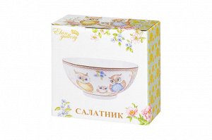 Салатник "Совушки" 15x15x7 см, 700 мл, NEW BONE CHINA