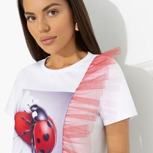 Футболка с объемным декором, Завоюй меня (red)
