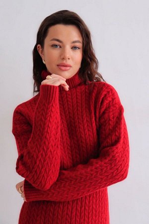 Платье вязаное красное