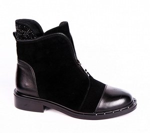 0Z0337-01-1А черный (Нат.кожа/Байка) Ботинки женские 10п