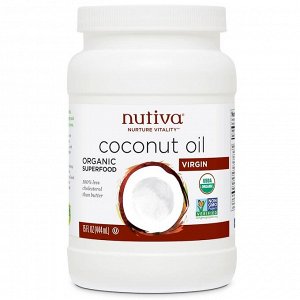 Nutiva, Органическое кокосовое масло, первого отжима, 444 мл