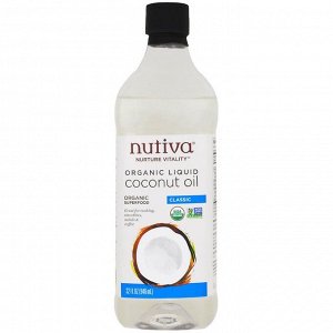 Nutiva, Органическое жидкое кокосовое масло, классическое, 32 жидкие унции (946 мл)