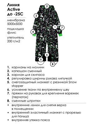 Комбинезон текстильный с полиуретановым покрытием для мальчиков черный,белый