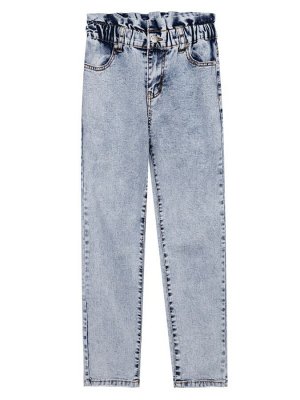 Джинсы mom fit для девочки серо-синий