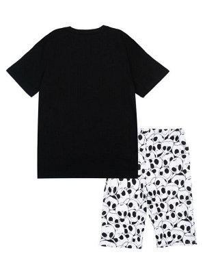 Комплект мужской Family look: футболка с флуоресцентным принтом, шорты черный,белый