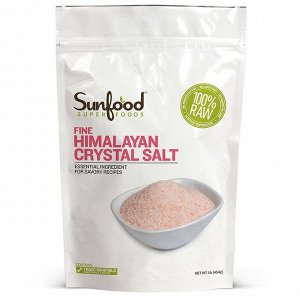 Sunfood, Изысканная гималайская кристаллическая соль, 1 фунт (454 г)