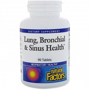 Natural Factors, Здоровье дыхательных путей (Lung, Bronchial & Sinus Health), 90 таблеток