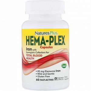 Nature's Plus, Hema-Plex, 60 вегетарианских капсул быстрого действия