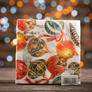 Новогодние салфетки бумажные Fresco "Шарики", 2 слоя, 33*33 см, 20 листов