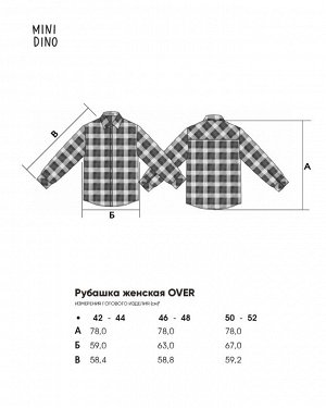 Рубашка женская Овер клетка акула-клюква