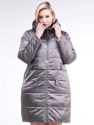 Женская зимняя классика куртка большого размера коричневого цвета 98-920_48K