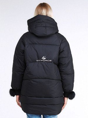 Женская зимняя молодежная куртка с капюшоном черного цвета 1943_01Ch