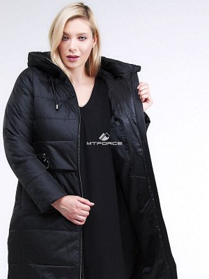 Женская зимняя классика куртка большого размера черного цвета 98-920_701Ch