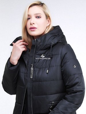 Женская зимняя классика куртка большого размера черного цвета 98-920_701Ch