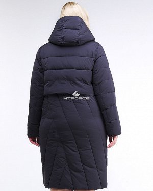 Женская зимняя классика куртка с капюшоном темно-синего цвета