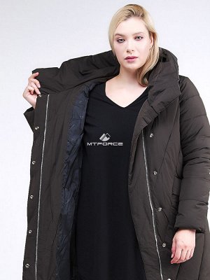 Женская зимняя классика куртка с капюшоном коричневого цвета 191949_09K