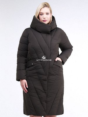 Женская зимняя классика куртка с капюшоном коричневого цвета 191949_09K