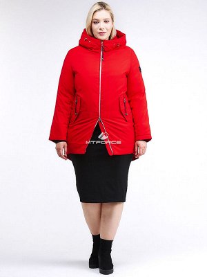 Женская зимняя классика куртка красного цвета, размер 48