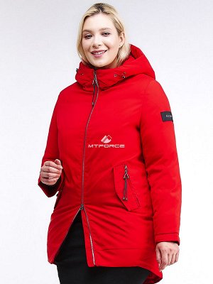 Женская зимняя классика куртка большого размера красного цвета 86-801_4Kr