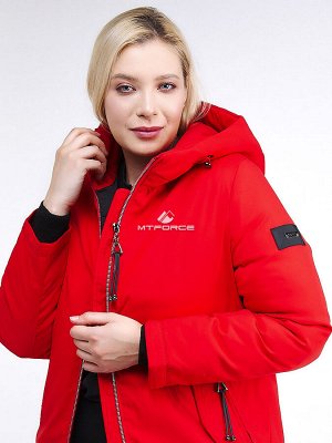 Женская зимняя классика куртка большого размера красного цвета 86-801_4Kr