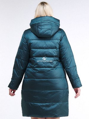 Женская зимняя классика куртка большого размера темно-зеленного цвета 98-920_13TZ