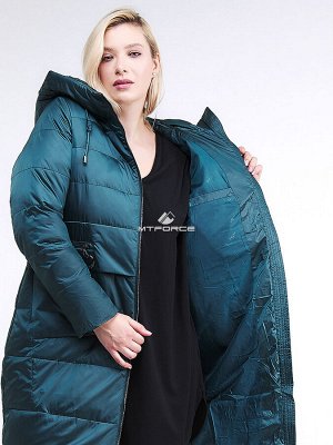 Женская зимняя классика куртка большого размера темно-зеленного цвета 98-920_13TZ