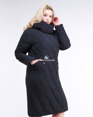 Женская зимняя классика куртка с капюшоном темно-серого цвета 191949_11TC
