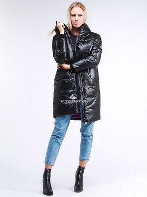 Женская зимняя молодежная куртка с капюшоном черного цвета 9131_01Ch