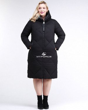 Женская зимняя молодежная куртка с капюшоном черного цвета 1959_01Ch