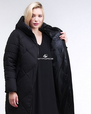 Женская зимняя молодежная куртка с капюшоном черного цвета 1959_01Ch