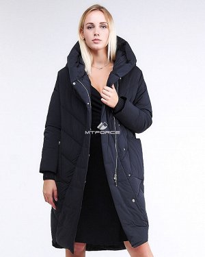 Женская зимняя молодежная куртка стеганная темно-синего цвета 9105_11TS
