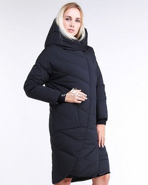 Женская зимняя молодежная куртка стеганная темно-синего цвета 9105_11TS