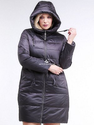 Женская зимняя классика куртка большого размера темно-серого цвета 98-920_58TC